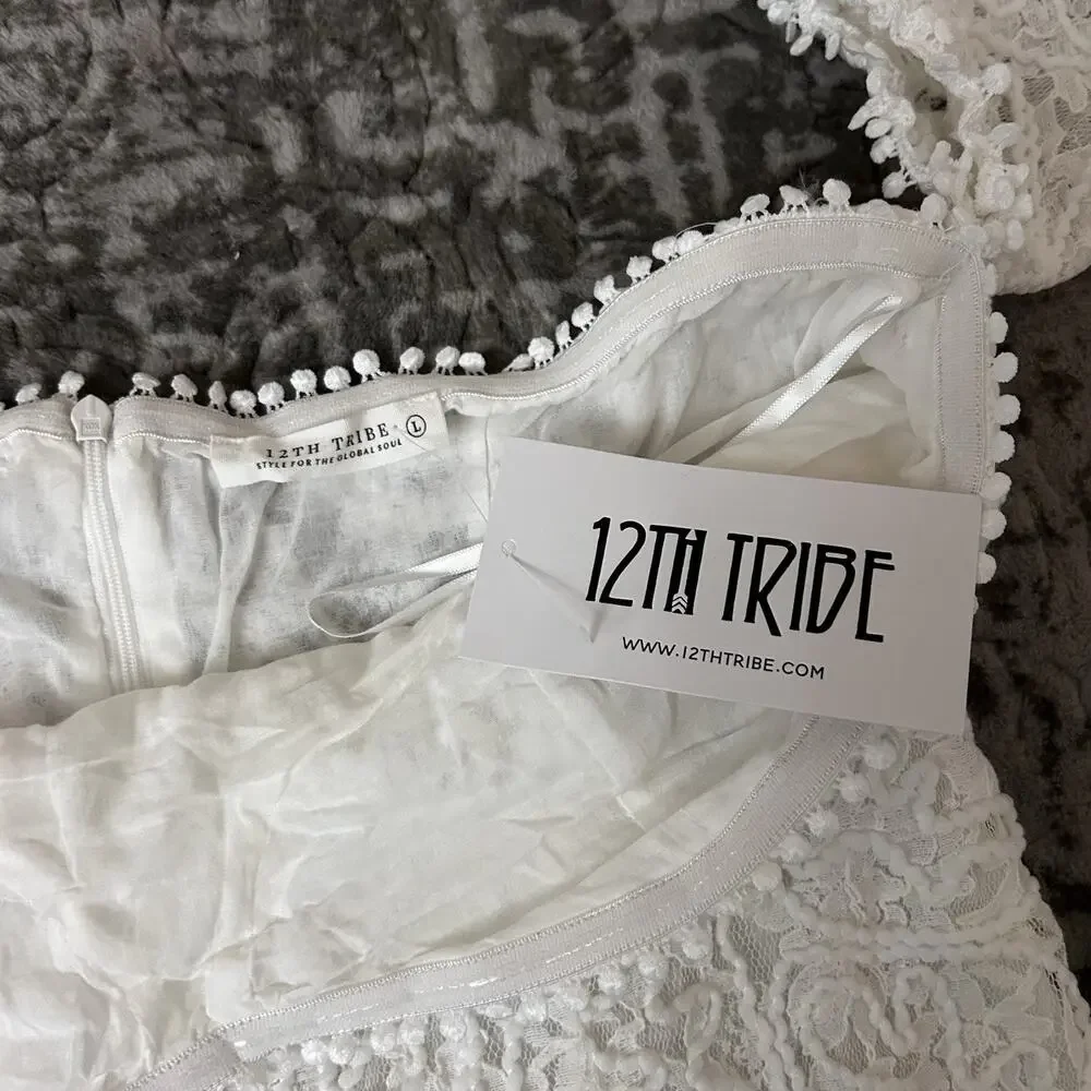 12th Tribe Lilliana Off Shoulder Lace Dress Women’s Size Large - Picture 6 of 15